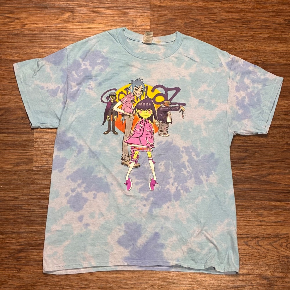 Gorillaz Band Tie Dye Graphic T-Shirt Men's L Blue Purple Noodle 2D Murdoc